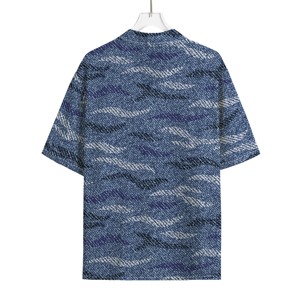 Camo Denim Jeans Pattern Print Rayon Hawaiian Shirt