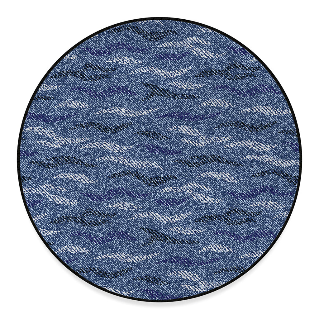 Camo Denim Jeans Pattern Print Round Floor Mat