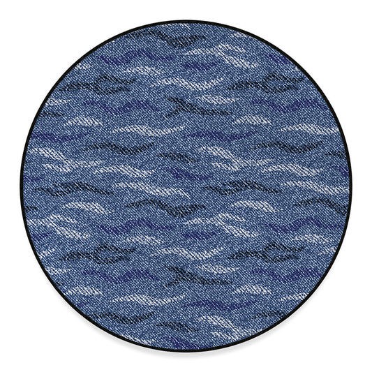 Camo Denim Jeans Pattern Print Round Floor Mat