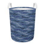 Camo Denim Jeans Pattern Print Round Laundry Basket