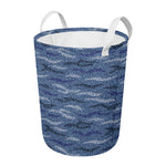 Camo Denim Jeans Pattern Print Round Laundry Basket