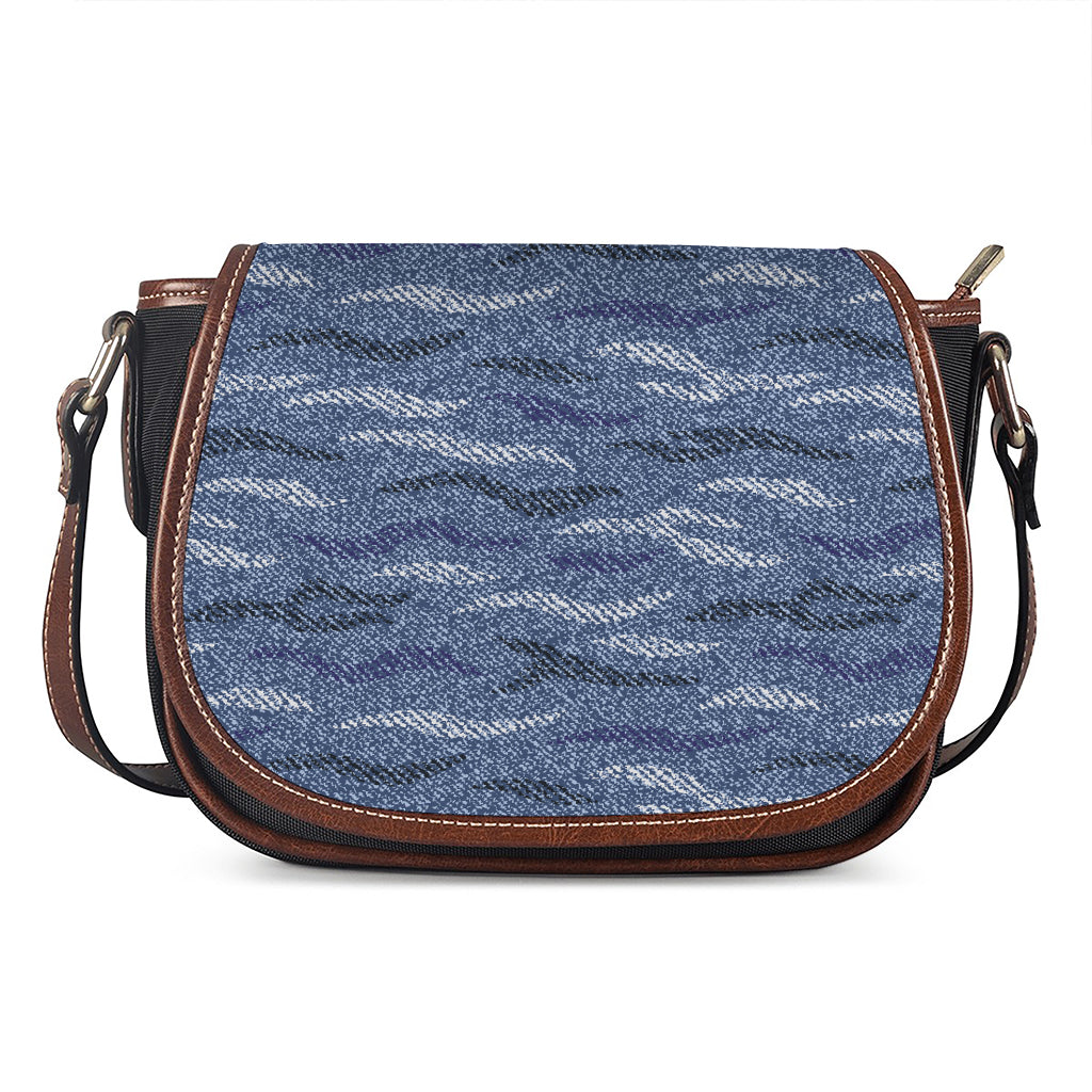 Camo Denim Jeans Pattern Print Saddle Bag