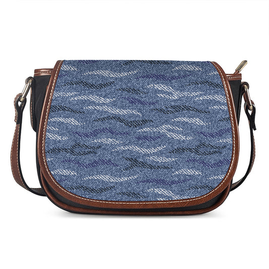 Camo Denim Jeans Pattern Print Saddle Bag