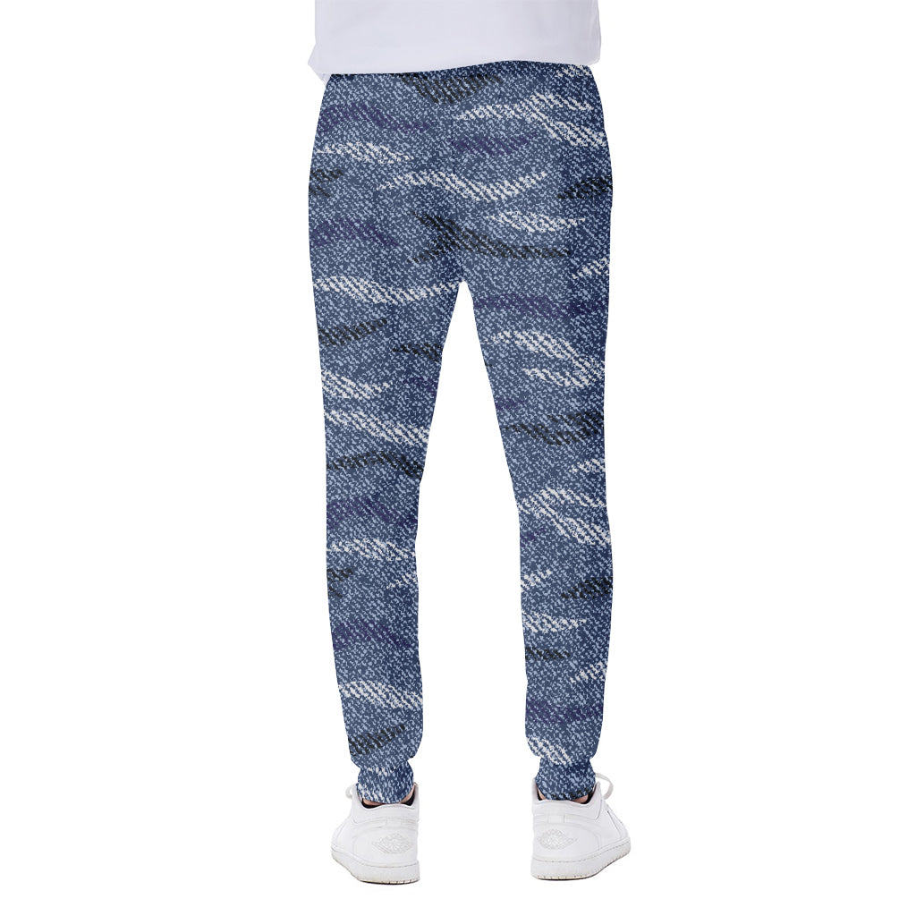 Camo Denim Jeans Pattern Print Scuba Joggers