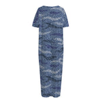 Camo Denim Jeans Pattern Print Short Sleeve Long Nightdress