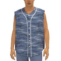 Camo Denim Jeans Pattern Print Sleeveless Baseball Jersey