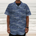Camo Denim Jeans Pattern Print Textured Short Sleeve Shirt