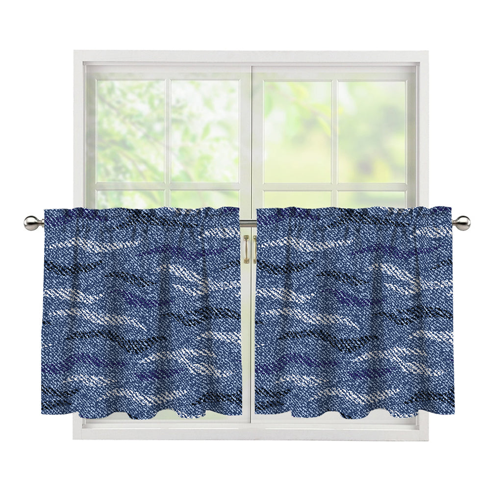 Camo Denim Jeans Pattern Print Tier Curtains