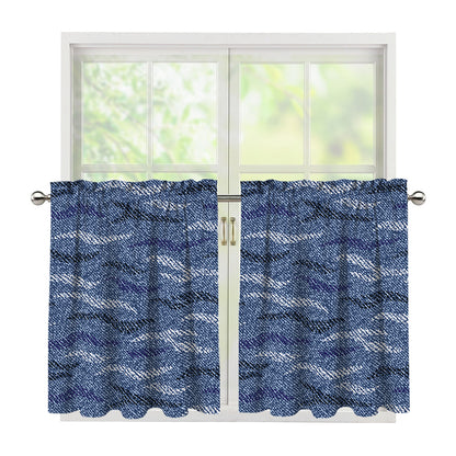 Camo Denim Jeans Pattern Print Tier Curtains