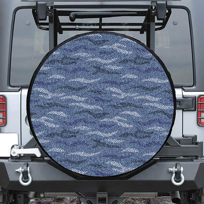 Camo Denim Jeans Pattern Print Tire Cover