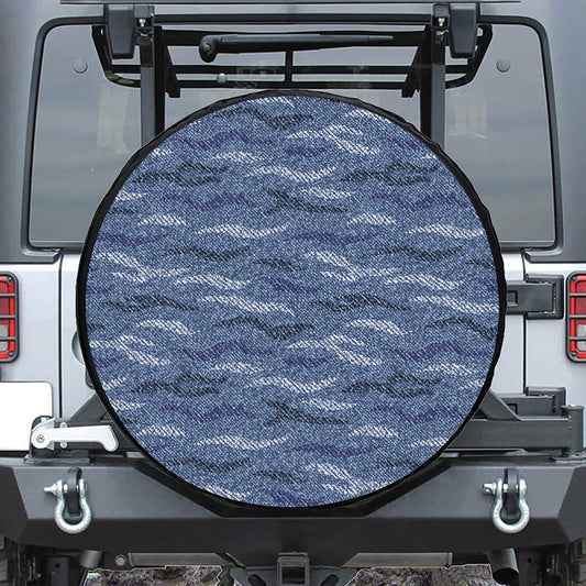 Camo Denim Jeans Pattern Print Tire Cover