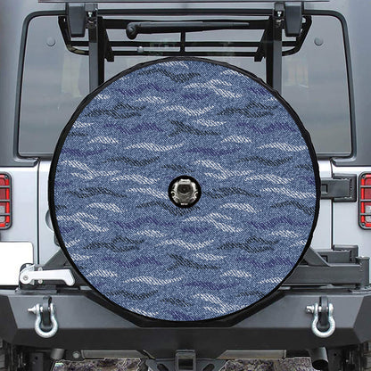 Camo Denim Jeans Pattern Print Tire Cover With Camera Hole