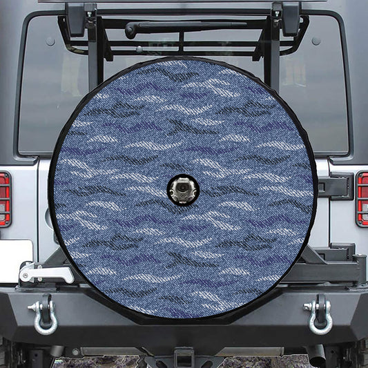 Camo Denim Jeans Pattern Print Tire Cover With Camera Hole