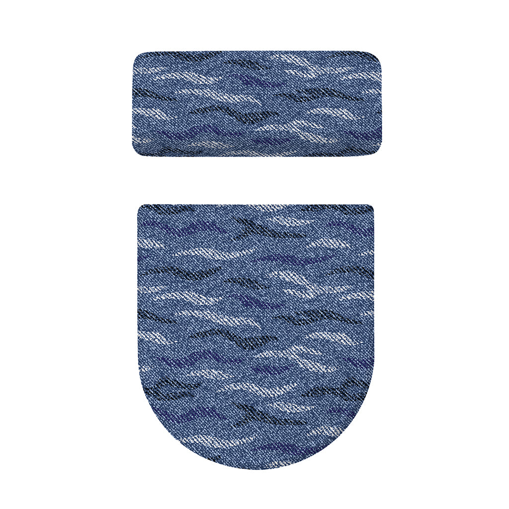 Camo Denim Jeans Pattern Print Toilet Lid And Tank Cover Set