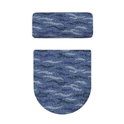Camo Denim Jeans Pattern Print Toilet Lid And Tank Cover Set