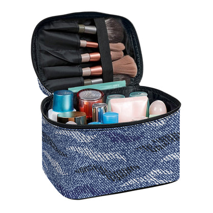 Camo Denim Jeans Pattern Print Travel Makeup Bag