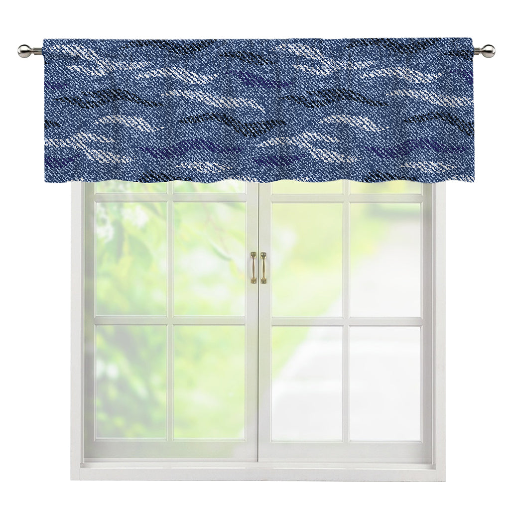 Camo Denim Jeans Pattern Print Window Valance