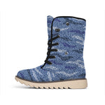 Camo Denim Jeans Pattern Print Winter Boots