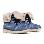 Camo Denim Jeans Pattern Print Winter Boots