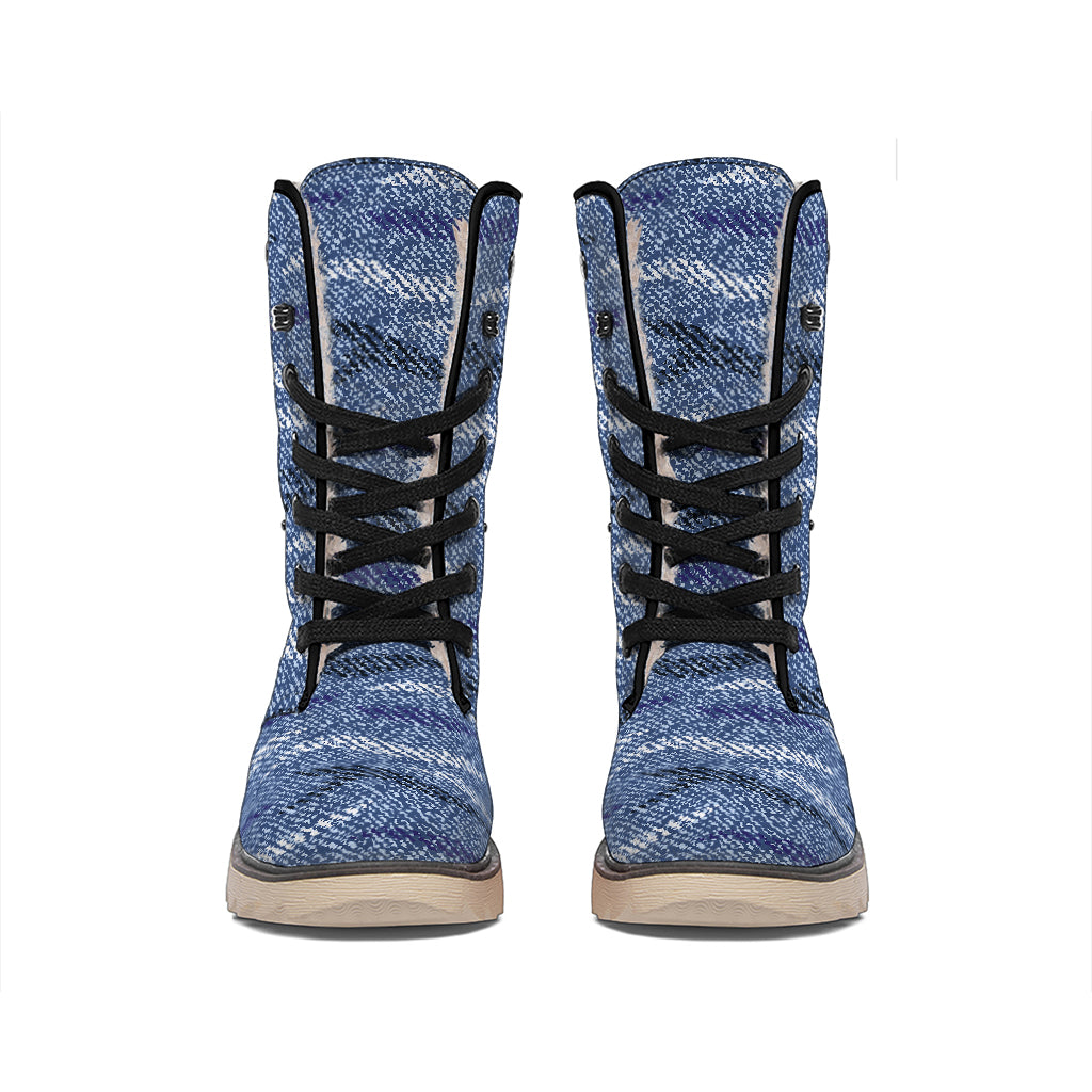 Camo Denim Jeans Pattern Print Winter Boots