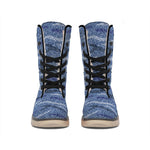 Camo Denim Jeans Pattern Print Winter Boots