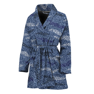 Camo Denim Jeans Pattern Print Women's Bathrobe