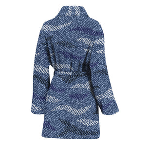 Camo Denim Jeans Pattern Print Women's Bathrobe