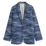 Camo Denim Jeans Pattern Print Women's Blazer