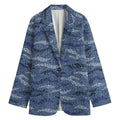 Camo Denim Jeans Pattern Print Women's Cotton Blazer