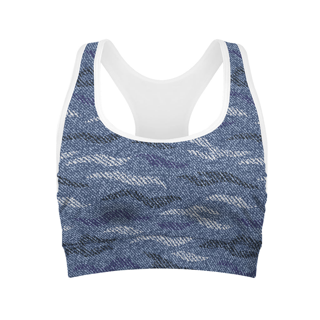 Camo Denim Jeans Pattern Print Women's Sports Bra