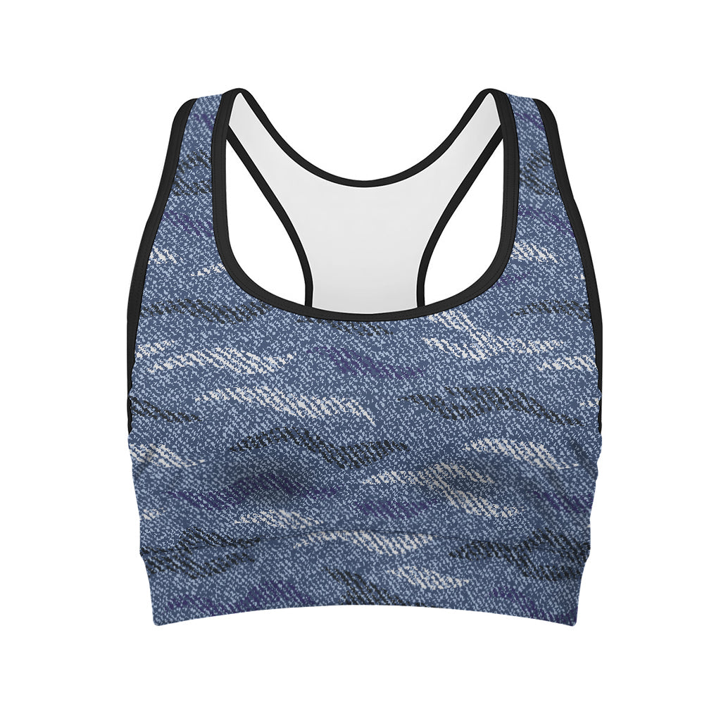 Camo Denim Jeans Pattern Print Women's Sports Bra