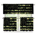 Camouflage American Flag Print 3 Piece Kitchen Curtains