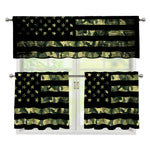 Camouflage American Flag Print 3 Piece Kitchen Curtains