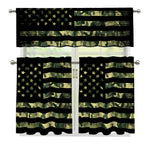 Camouflage American Flag Print 3 Piece Kitchen Curtains