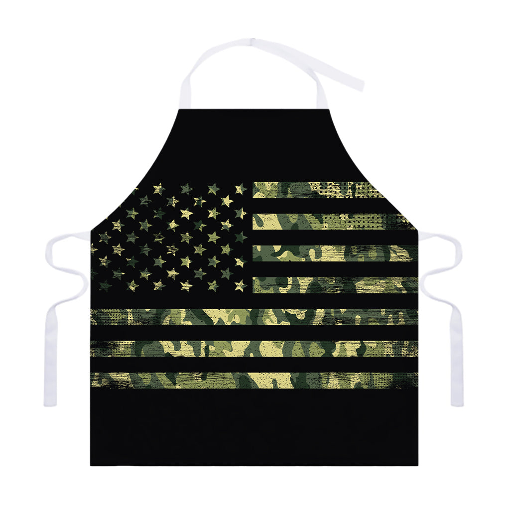 Camouflage American Flag Print Adjustable Apron