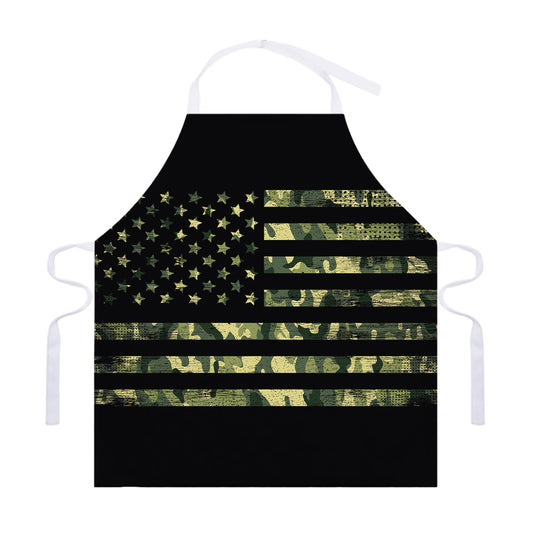 Camouflage American Flag Print Adjustable Apron