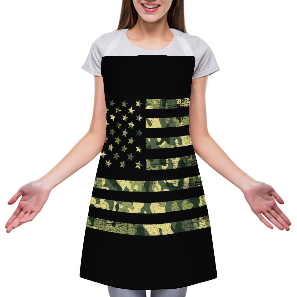 Camouflage American Flag Print Adjustable Apron