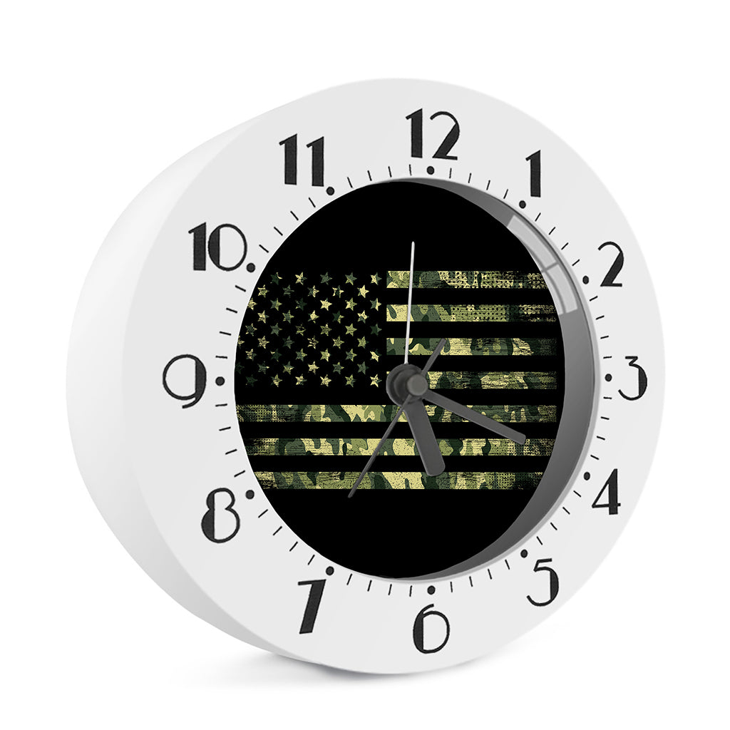 Camouflage American Flag Print Alarm Clock