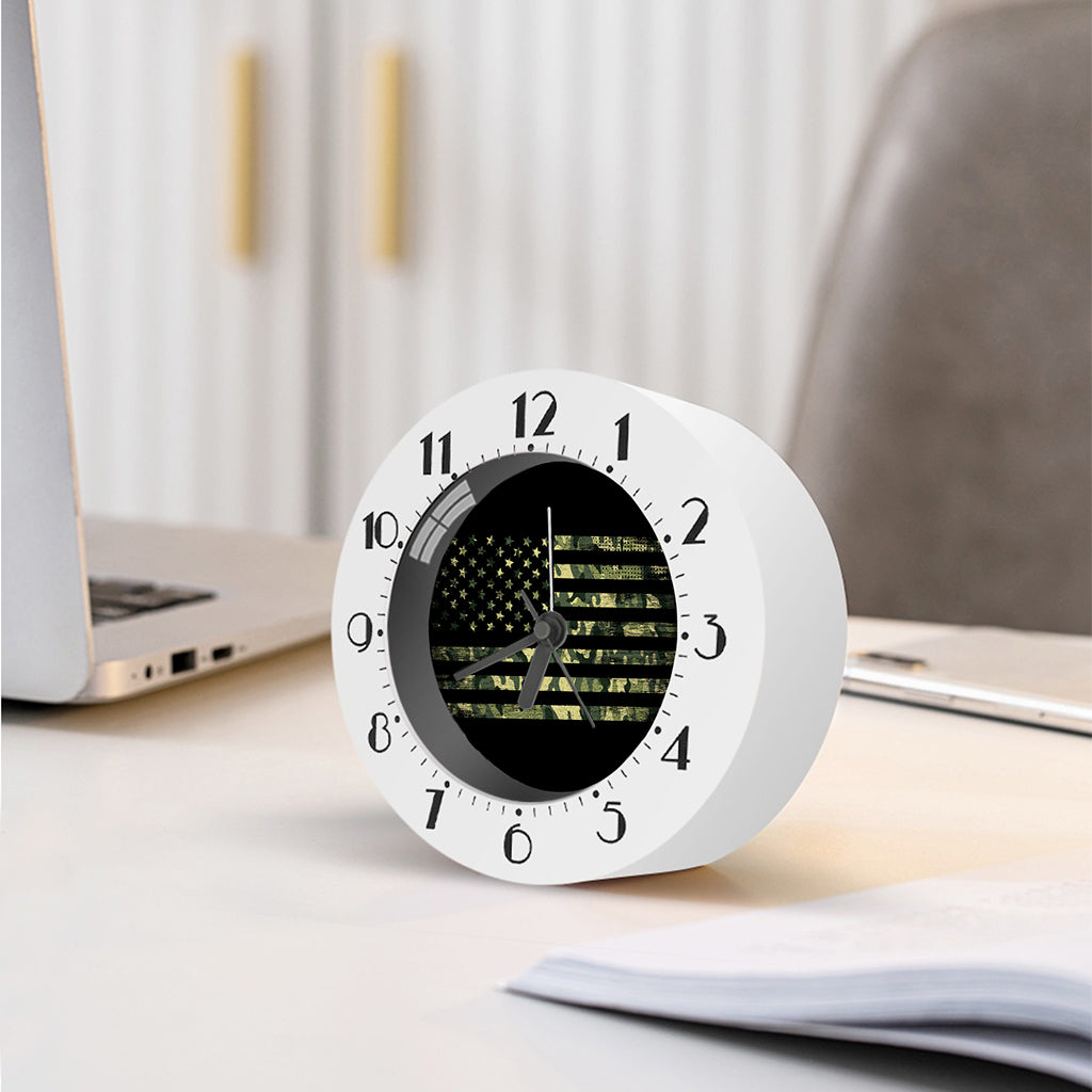 Camouflage American Flag Print Alarm Clock