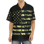 Camouflage American Flag Print Aloha Shirt