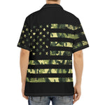 Camouflage American Flag Print Aloha Shirt