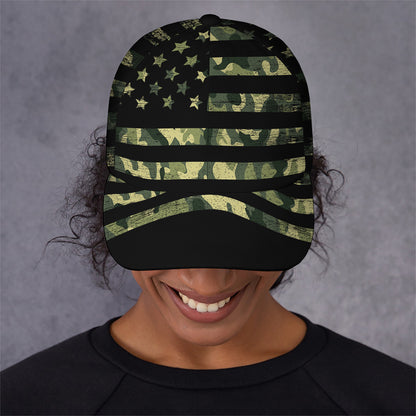 Camouflage American Flag Print Baseball Cap