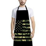 Camouflage American Flag Print Bib Apron With Pocket