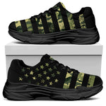 Camouflage American Flag Print Black Chunky Shoes