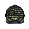 Camouflage American Flag Print Black Mesh Trucker Hat