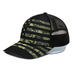 Camouflage American Flag Print Black Mesh Trucker Cap