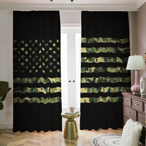 Camouflage American Flag Print Blackout Pencil Pleat Curtains