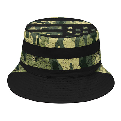 Camouflage American Flag Print Bucket Hat