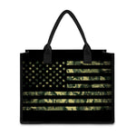 Camouflage American Flag Print Canvas Tote Bag