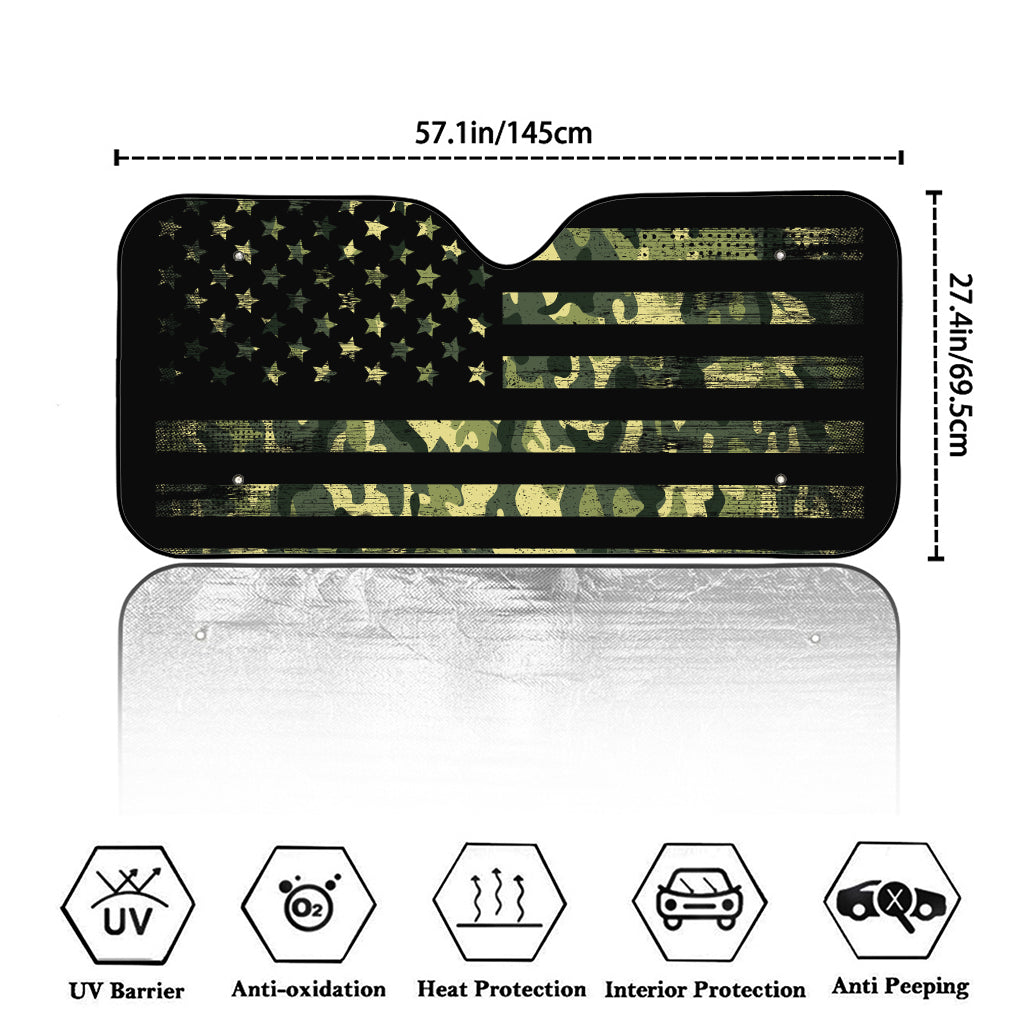 Camouflage American Flag Print Car Windshield Sun Shade